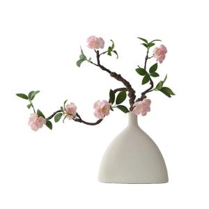 Kunstblumen Künstliche Pflaumenblüten, Pflaumenblüte im Zen-chinesischen Stil, für Heimtisch, Büro, Party, Dekoration (weiße weiße Keramikvase) für jeden Anlass