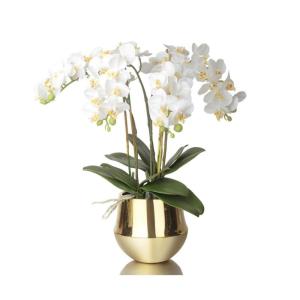 Kunstblumen Künstliche Blumen, Ochiden, Pflanzen, künstliche Orchidee in vergoldetem Keramiktopf, künstliche Pflanzen, Bonsai für Zuhause, Büro, Balkondekoration für jeden An