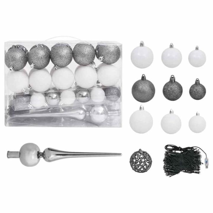 Künstlicher Halb-Weihnachtsbaum Beleuchtung Kugeln Grün 120 cmGrün und grau