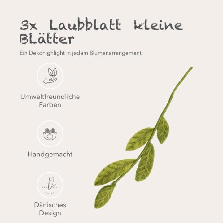 Gry & SIF Bladtakken, decoratieve takken, kunsttakken van vilt, kunsttakken van paasstruik, lentedecoratie, handgemaakt, 3 x bladtakken, gemengde bladeren, 35 cm