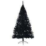 Kunstkerstboom met standaard, 180 cm hoog, kunstdennenboom, kerstdecoratie, kunstboom, hoge pvc en staal, zwart