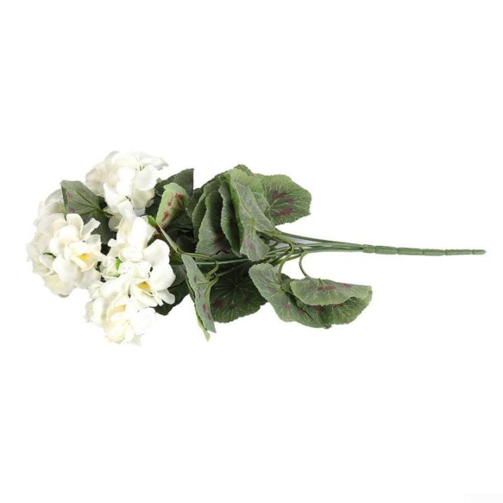 Gefälschte Geranien Blumen Kunstpflanze Blume Geranie Busch Blumen Künstliche Flora Pflanze Home Dekorative Accessoires Künstliche Pflanzen (Weiß)
