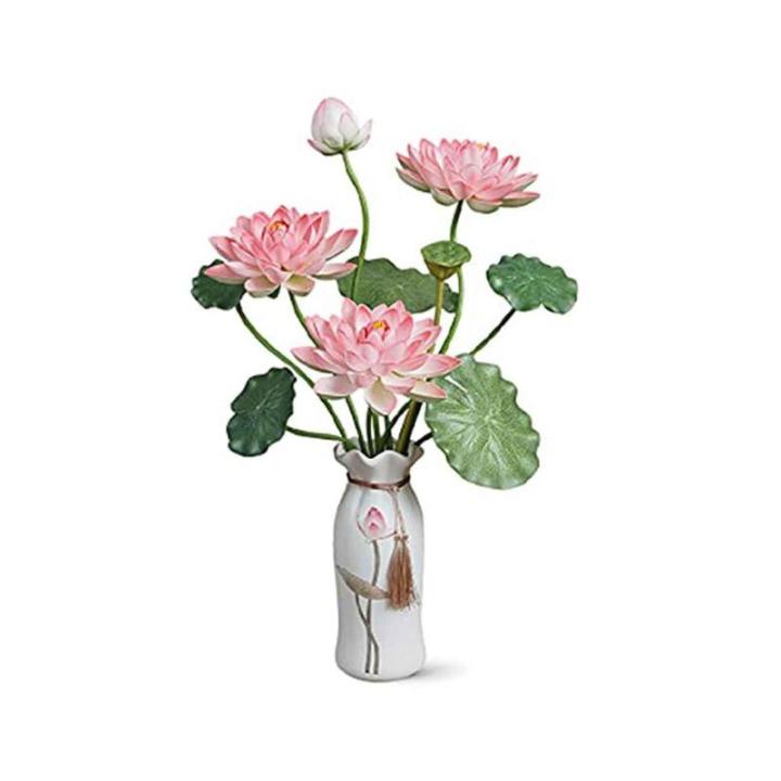Kunstblumen Künstliche Blumen für den Innenbereich, Simulation Lotus, künstliche Blumen in Vase, Seidenblumen-Wohnzimmer-Desktop-Dekoration für jeden Anlass