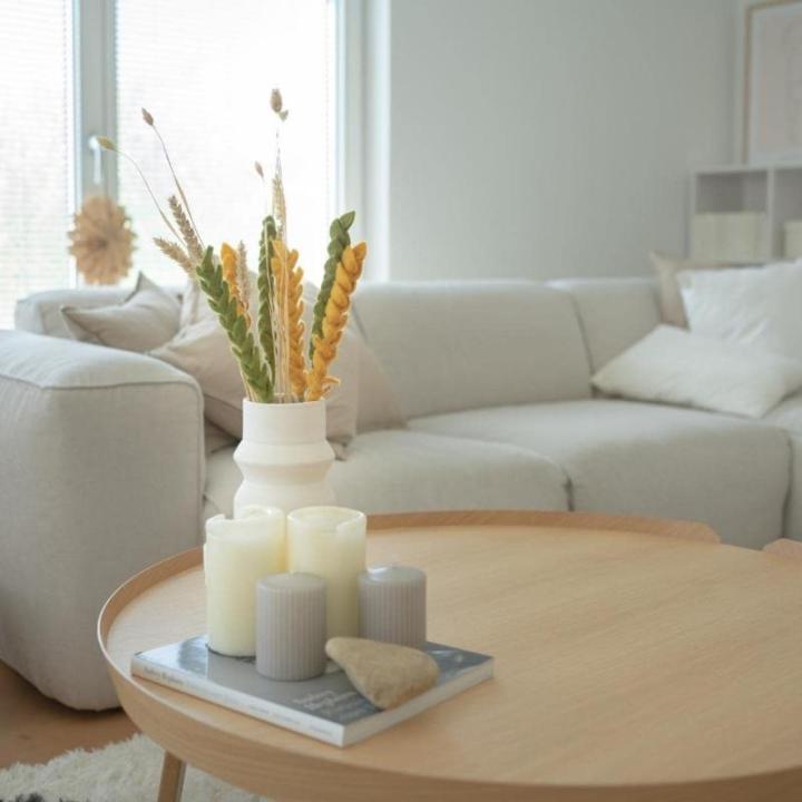 Gry & SIF Kunstgraantakken van vilt, flexibele steel, decoratieve tak, kunsttak, rogge, tarwegras, tarwebloem in scandi-stijl, herfstdecoratie, handgemaakt, Fairtrade I 43 cm, 3 x 