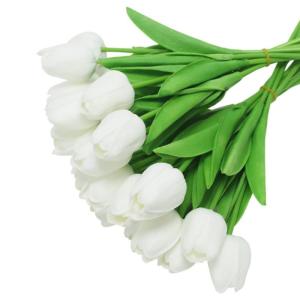 Künstliche Blume echte Berührung Faux Hochzeitsstrauß gefälschter Bouquet für Wohnkultur 12pcs 34 cm weiße, künstliche Blumen