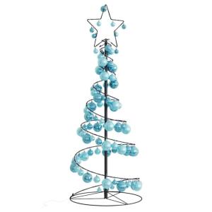 Kerstboom kegelvorm met ballen 80 leds warm wit 120 cm