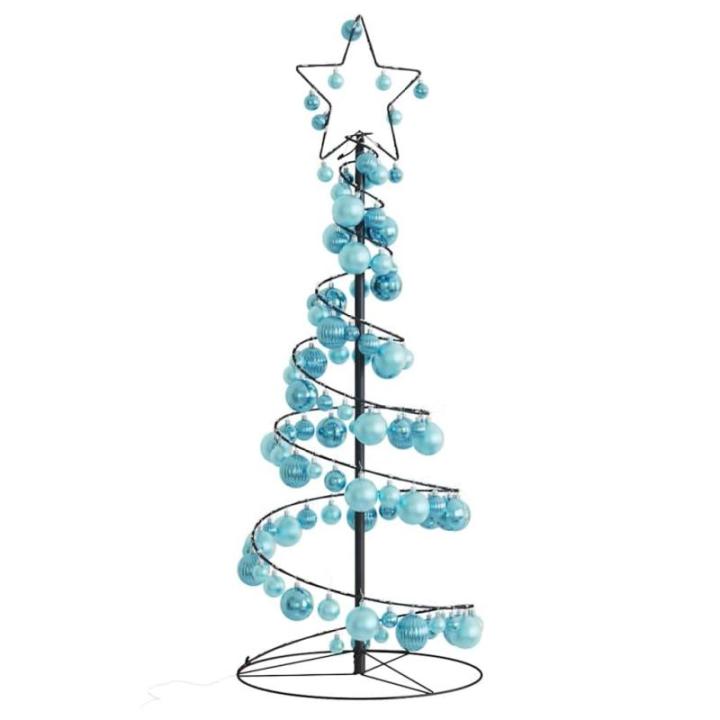 Kerstboom kegelvorm met ballen 80 leds warm wit 120 cm