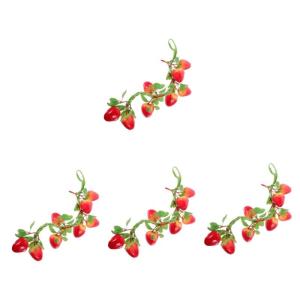 4 Stück Simulierte Erdbeere Gefälschte Erdbeerrebe Gefälschte Fruchtgirlandenrebe Simulation Gefälschte Erdbeere Künstliche Lebensechte Erdbeere Garten-kunstobst Rot Styropor