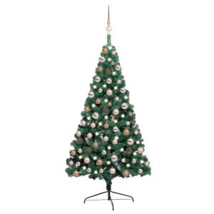 Künstlicher Halb-Weihnachtsbaum Beleuchtung Kugeln Grün 120 cmGrün und Rose