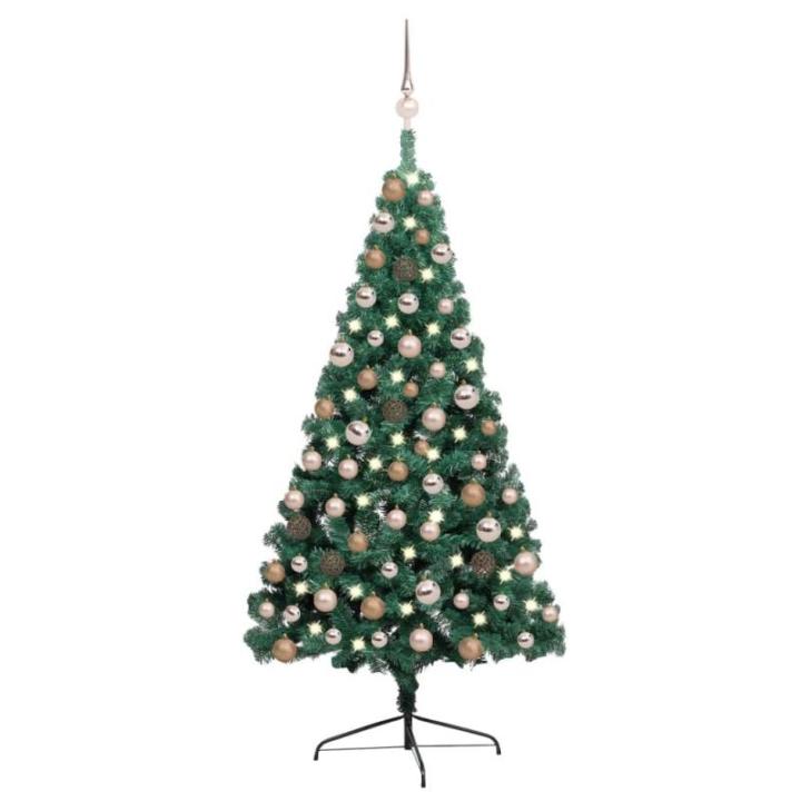 Künstlicher Halb-Weihnachtsbaum Beleuchtung Kugeln Grün 120 cmGrün und Rose