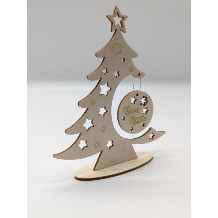 Weihnachtsbaum aus Holz, DIY Weihnachtsbaum, Baum mit Weihnachtskugeln, Weihnachtsdekoration für Zuhause, hergestellt in Italien (Frohe Weihnachten)