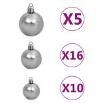 Kunstkerstboom met verlichting en ballen, dennenboom, kerstboom, decoratieve boom, kunstboom, kerstdecoratie, kerstdecoratie, kerstsfeer, kerstdecoraties, groen, 210 cm