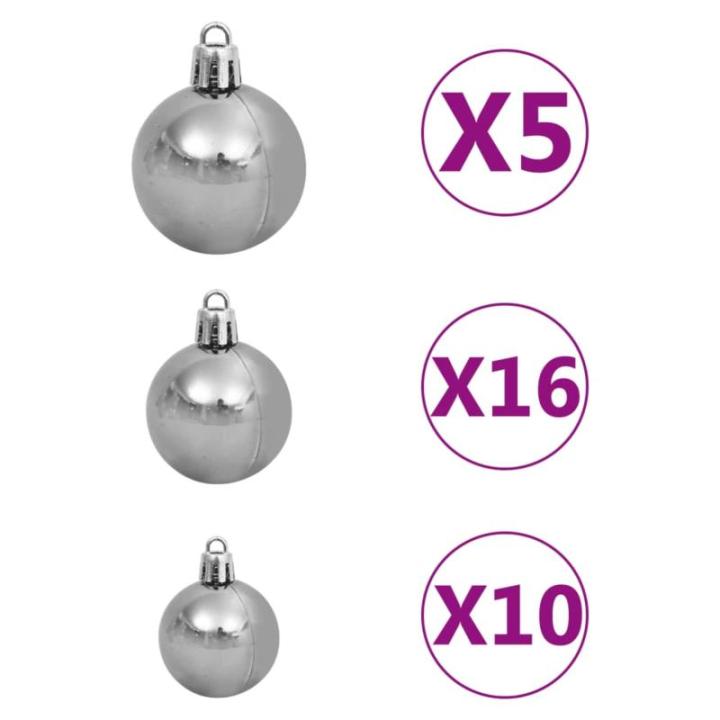 Kunstkerstboom met verlichting en ballen, dennenboom, kerstboom, decoratieve boom, kunstboom, kerstdecoratie, kerstdecoratie, kerstsfeer, kerstdecoraties, groen, 210 cm