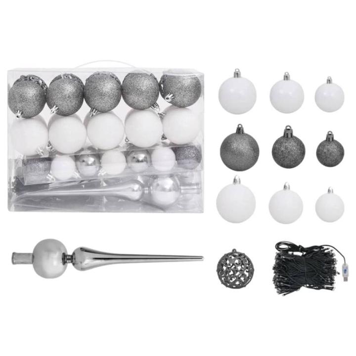 Wiederverwendbar Künstlicher Weihnachtsbaum mit Beleuchtung und Kugeln 180 cm H Christmas Tree Tannenbaum Weihnachtsdeko Christbaum Kunstbaum Halloween Weihnachtsbaum PVC und Stah