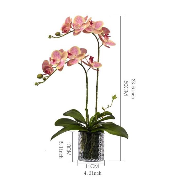 Kunstblumen Künstliche Blumen-Bonsai mit Vase, künstliche Orchidee, Phalaenopsis-Blumen, dekorativ, Zimmerpflanzen, realistische Anordnung für jeden Anlass
