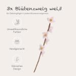 Gry & SIF Kunstkersenbloesemtakken van vilt, flexibele steel, decoratieve takken, vilten bloem, vilten tak, kersenbloesem, lentedecoratie, handgemaakt, fairtrade, 43 cm, 3 x wit