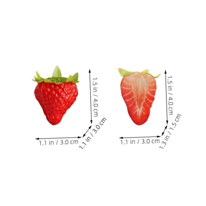 1 Satz Künstliche Erdbeere Gefälschte Erdbeeren Falsches Obst Erdbeer-Dekorationen Süße Erdbeersachen Gefälschte Früchte Lebensechte Erdbeere Lebensechte Früchte PVC 10st