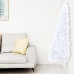 Künstlicher Halb-Weihnachtsbaum Beleuchtung Kugeln Weiß 210 cmWeiß und grau
