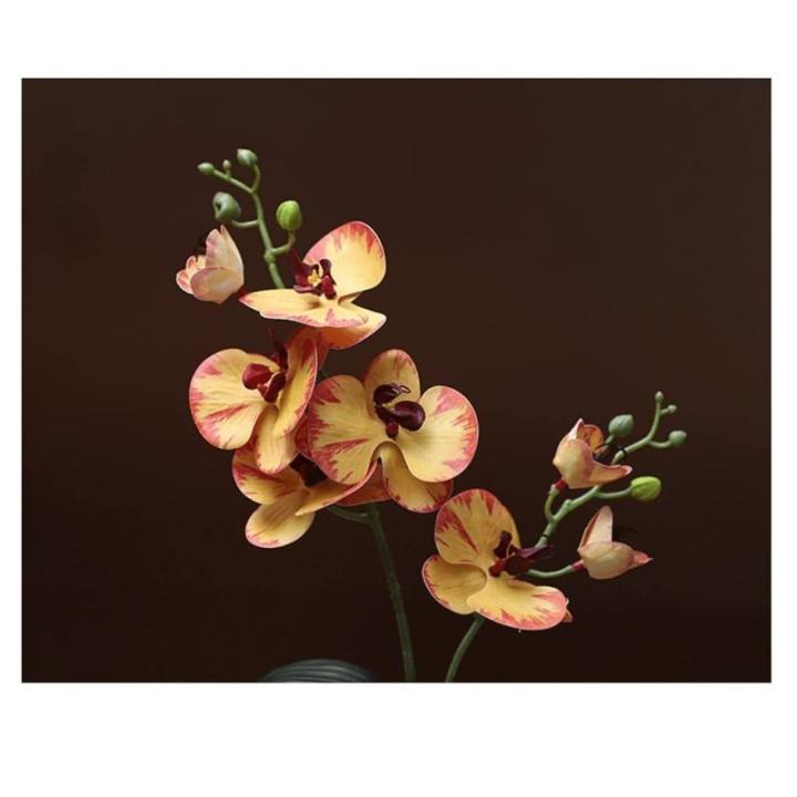 Kunstblumen Phalaenopsis-Kunstblumen-Arrangement mit Keramiktopf, künstliche Blumen, Seiden-Orchideen-Blume für den Tisch im Wohnzimmer für jeden Anlass