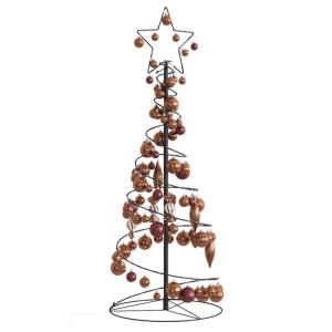 Kerstboom kegelvorm met ballen 80 leds warm wit 120 cm