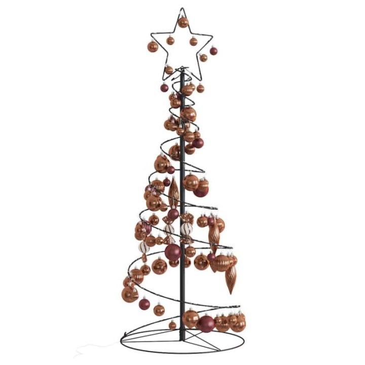 Kerstboom kegelvorm met ballen 80 leds warm wit 120 cm