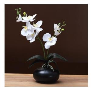 Kunstblumen Phalaenopsis-Kunstblumen-Arrangement mit Keramiktopf, künstliche Blumen, Seiden-Orchideen-Blume für den Tisch im Wohnzimmer für jeden Anlass
