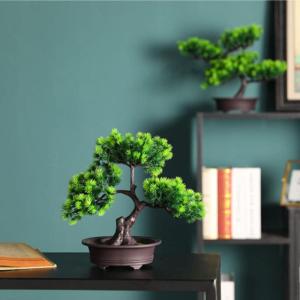 Kunstblumen Künstlicher Bonsai-Baum, Kiefern-Bonsai-Pflanze, Bonsai-Baum-Fälschungspflanze, für Zuhause, Büro/Hof, Desktop-Display, Zen-Garten-Dekor für jeden Anlass