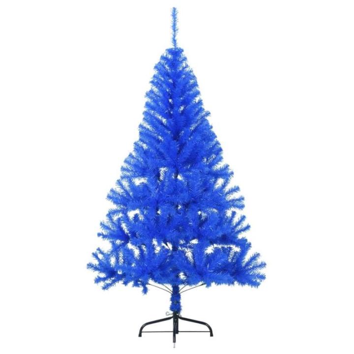 Kunstkerstboom met standaard, 150 cm, hoge kerstdecoratie, pvc en staal, blauw