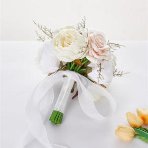 Hochzeitssträuße mit Schleife, künstliche Blumensträuße für Brautjungfern zur Hochzeit, Zeremonie, zum Jahrestag oder zum Valentinstag