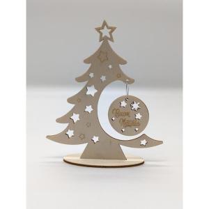 Weihnachtsbaum aus Holz, DIY Weihnachtsbaum, Baum mit Weihnachtskugeln, Weihnachtsdekoration für Zuhause, hergestellt in Italien (Frohe Weihnachten)