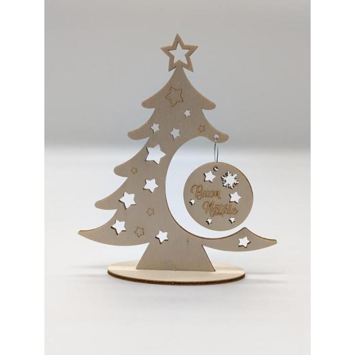 Weihnachtsbaum aus Holz, DIY Weihnachtsbaum, Baum mit Weihnachtskugeln, Weihnachtsdekoration für Zuhause, hergestellt in Italien (Frohe Weihnachten)