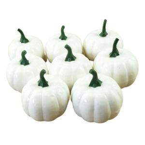 8 witte kunstpompoenen, herfsthandwerk, doe-het-zelf herfstoogst, mini-pompoenen van schuimrubber voor Halloween, tafel, tuin, woondecoratie
