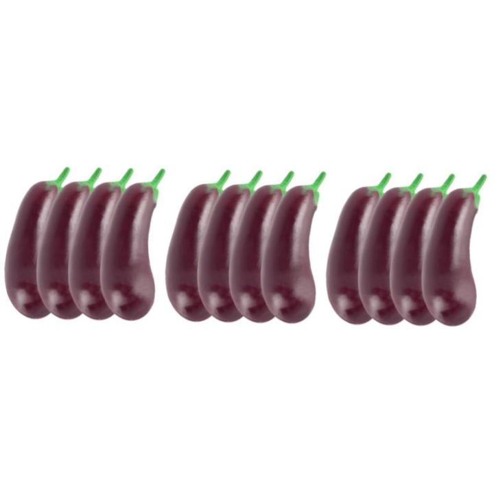 3 Sätze Simulation Aubergine Dekoratives Auberginenmodell Hausmodell-Dekoration Miniatur Landschaftsbau Mini Dekor Mini-Spielzeug Puppenzubehör Tragen PVC 4 Stück * 3