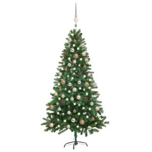 Künstlicher Weihnachtsbaum mit Beleuchtung & Kugeln mit LED Beleuchtung 150 cm Grün