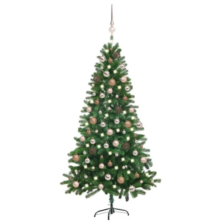 Künstlicher Weihnachtsbaum mit Beleuchtung & Kugeln mit LED Beleuchtung 150 cm Grün