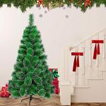 Kunstkerstboom, 120 cm, groene dennennaalden met sneeuweffect, kerstboom met 90 takken, snel op te bouwen klapsysteem, metalen standaard, kerstdecoratie