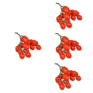 4 Stück Simulierte Kleine Tomaten Wohndekoration Dekorative Cherry-Tomaten-Foto-Requisiten Requisiten Für Die Obstfotografie Künstliche Früchte Ornament Hausbedarf Schaum