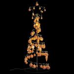 Kerstboom kegelvorm met ballen 80 leds warm wit 120 cm