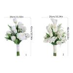 Hochzeitssträuße für die Braut, Rosen, Calla-Lilien, Hochzeitsblumen, künstliche Brautsträuße für eine rustikale Hochzeitszeremonie