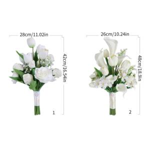 Hochzeitssträuße für die Braut, Rosen, Calla-Lilien, Hochzeitsblumen, künstliche Brautsträuße für eine rustikale Hochzeitszeremonie