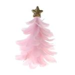 Einzigartiges Federbaum-Design, festlicher Tafelaufsatz, Weihnachtsdekoration, handgefertigte Figur mit Sternaufsatz, Ferienhaus für Neujahr, Rosa