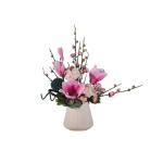 Kunstblumen Europäisches Seidenblumenarrangement in Einer Keramikvase – künstliche Blumendekoration für das Wohnzimmer, künstliches Blumenarrangement für jeden Anlass