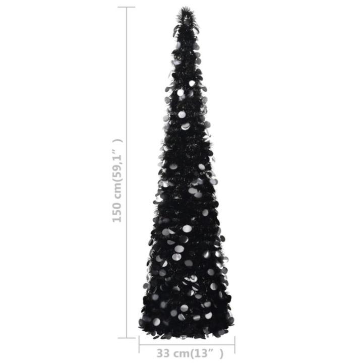 Künstlicher Pop-Up-Weihnachtsbaum Künstlicher Weihnachtsbaum Christbaum Tannenbaum Kunstbaum Weihnachten für Weihnachtsdeko Schwarz 150 cm PET