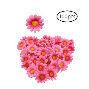 , 100 stuks, roze, kunstgerbera, , koppen, , madeliefjes, namaakbloemen, kleine bloemen voor bruiloft, feest, woondecoratie