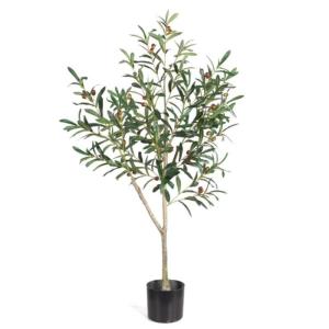 Künstliche Pflanze Künstlicher Olivenbaum Im Topf, Gefälschte Gründekoration Mit Biegsamen Ästen Für Den Innen- Und Außenbereich, Hausgarten, Büro Künstlicher Baum(120cm)