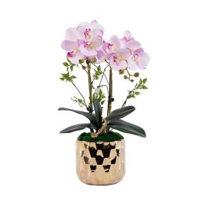 Kunstblumen Künstliches Blumen-Set, goldene Keramikvase mit künstlicher Schmetterlings-Orchidee, Arrangements für den Esstisch für Hochzeitsfeiern für jeden Anlass