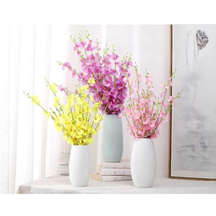 Kunstblumen Künstliche Orchideenblumen, künstliche tanzende Orchideen, für den Innenbereich, Zuhause, Party, Büro, Weihnachtsdekoration, mit Vase, 5 Farben für jeden Anlass
