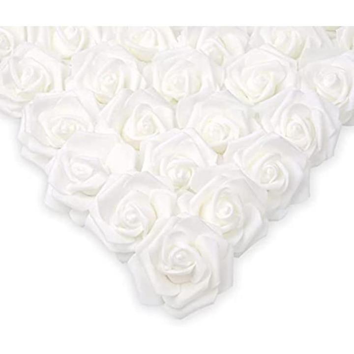 Kunstrozen, kunstrozen, schuim, rozen, bloemen, hoofd voor doe-het-zelf, bruiloft, bruid, boeketten, tafellay-outs, feest, thuis, decoraties (wit)