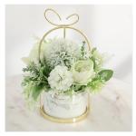 Kunstblumen Künstliche Blumen, Hortensie, Chrysantheme, Kunstblumen, Dekor, Keramik-Pflanztopf, Tischplatten-Pflanzgefäß für jeden Anlass