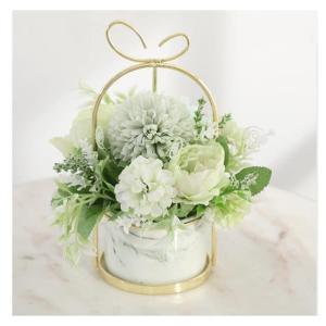 Kunstblumen Künstliche Blumen, Hortensie, Chrysantheme, Kunstblumen, Dekor, Keramik-Pflanztopf, Tischplatten-Pflanzgefäß für jeden Anlass